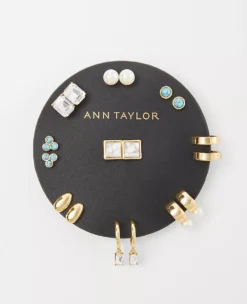 Marbleized Stud Earring Set - Elegant Pearl and Glitter Finishes