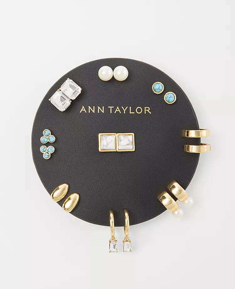 Marbleized Stud Earring Set - Elegant Pearl and Glitter Finishes 1 Marbleized Stud Earring Set - Elegant Pearl and Glitter Finishes