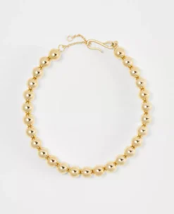 Polished Metal Ball Oversized Statement Necklace - Adjustable 16-18 Inch