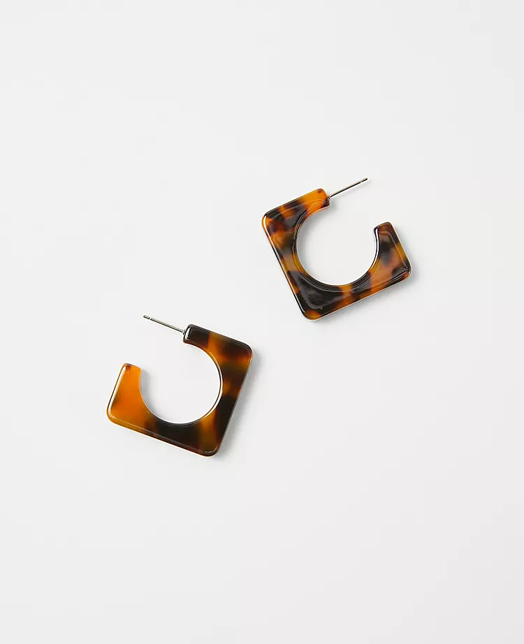 Tortoiseshell Squared Hoop Earrings - Modern Geometric Jewelry 1 Tortoiseshell Squared Hoop Earrings - Modern Geometric Jewelry