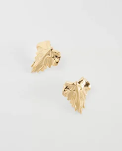 Elegant Metal Leaf Stud Earrings - Nature-Inspired Jewelry