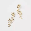 Elegant Metal Floral Statement Earrings - Polished Drop Design