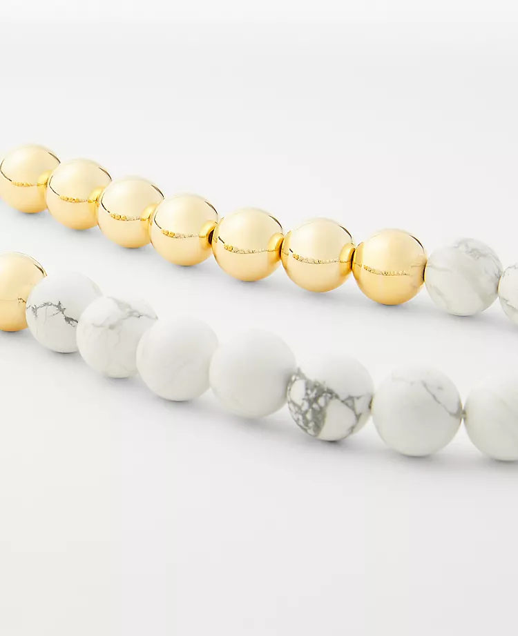 Elegant Marbleized Beaded and Metal Ball Necklace with Adjustable Chain 2 Elegant Marbleized Beaded and Metal Ball Necklace with Adjustable Chain - Image 2