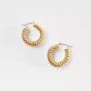 Chunky Textured Metal Hoop Earrings with Secure Lever Back