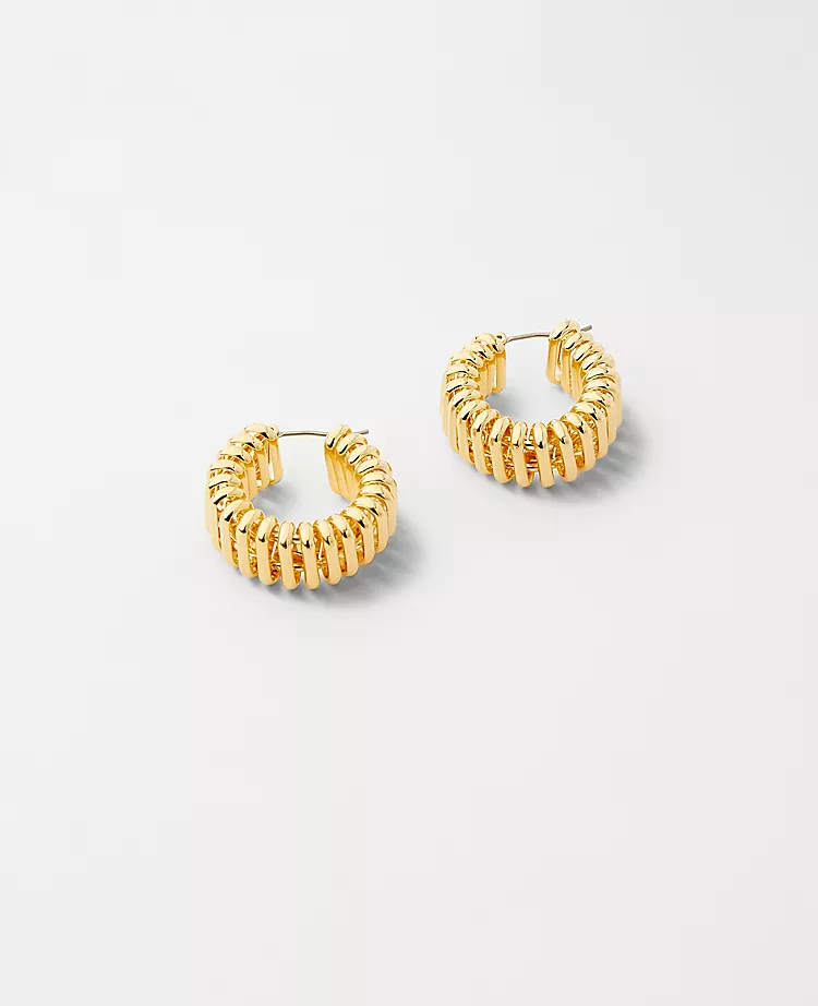 Chunky Textured Metal Hoop Earrings with Secure Lever Back 2 Chunky Textured Metal Hoop Earrings with Secure Lever Back - Image 2