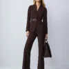 Ann Taylor Petite Trouser Pant In Fluid Crepe - Pure Chocolate