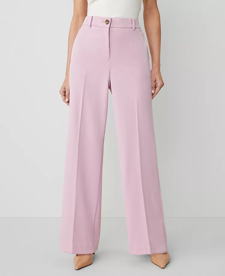 Petite Curvy Wide-Leg Dress Pants - High Waisted Trousers in Lilac 1 Petite Curvy Wide-Leg Dress Pants - High Waisted Trousers in Lilac