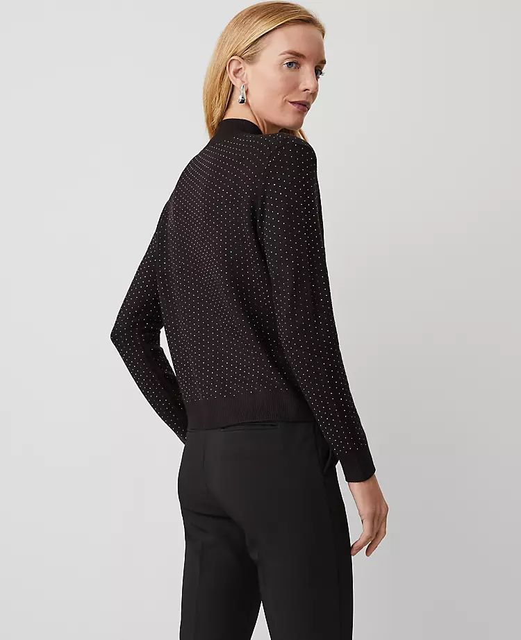 Petite Essential Embellished Mock Neck Sweater in Classic Black 2 Petite Essential Embellished Mock Neck Sweater in Classic Black - Image 2