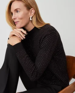 Petite Essential Embellished Mock Neck Sweater in Classic Black 7 Petite Essential Embellished Mock Neck Sweater in Classic Black -Ann Taylor Store 826030 2222 ALT3
