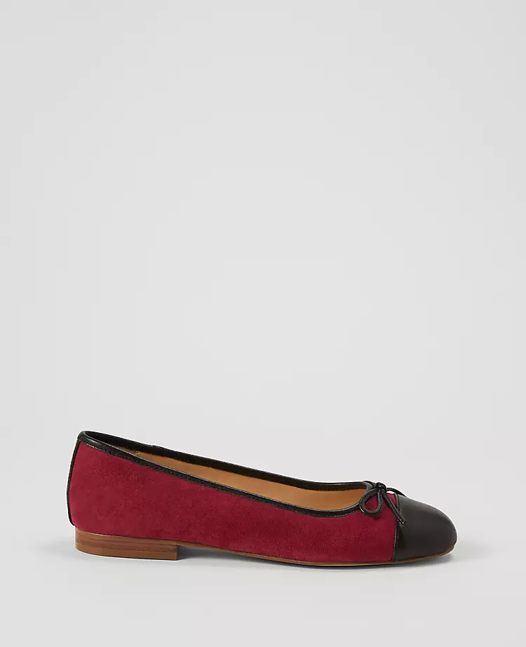 Ann Taylor Weekend Collection Cap Toe Suede Ballet Flat - Rich Mulberry 1 Ann Taylor Weekend Collection Cap Toe Suede Ballet Flat - Rich Mulberry