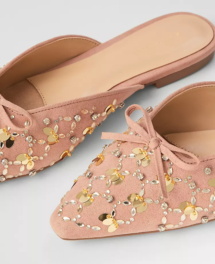 Natural Sparkle Pointed Toe Mule Slide Flat - Elegant Comfort Shoes 3 Natural Sparkle Pointed Toe Mule Slide Flat - Elegant Comfort Shoes - Image 3