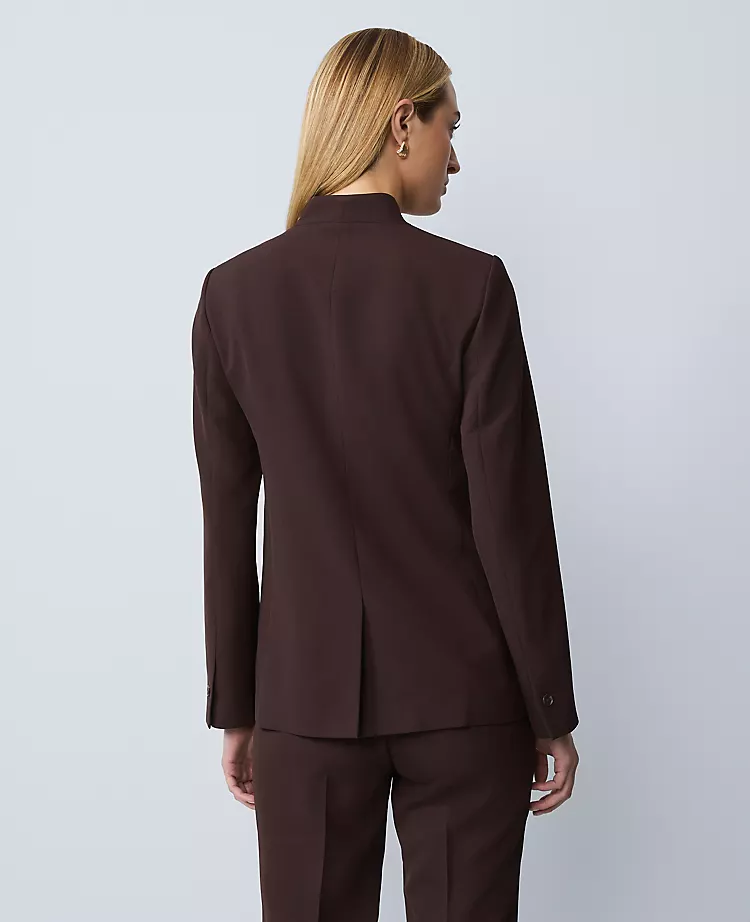 Women's Petite Cutaway Blazer in Fluid Crepe - Pure Chocolate 2 Women's Petite Cutaway Blazer in Fluid Crepe - Pure Chocolate - Image 2