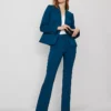 Petite Slim Trouser in Double Knit Sea Storm