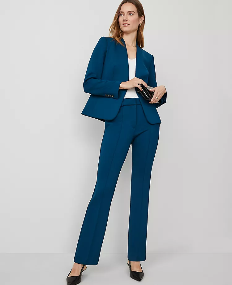 Petite Slim Trouser in Double Knit Sea Storm 1 Petite Slim Trouser in Double Knit Sea Storm