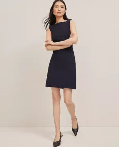 Sleeveless Boatneck A-Line Dress in Seasonless Stretch