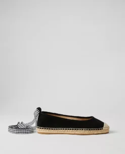 Black Suede Espadrille Flats - Comfortable Bohemian Slip-On Shoes