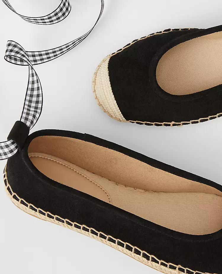 Black Suede Espadrille Flats - Comfortable Bohemian Slip-On Shoes 2 Black Suede Espadrille Flats - Comfortable Bohemian Slip-On Shoes - Image 2
