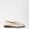 Woven Leather Penny Loafers - Elegant Pearl Shadow Slip-Ons