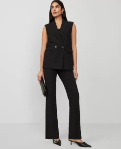 High Rise Bi-Stretch Skinny Trouser - Elegant Black Flare Pants