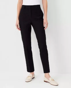 Petite Curvy Fit High Rise Ankle Pant - Slim Leg Black Trousers