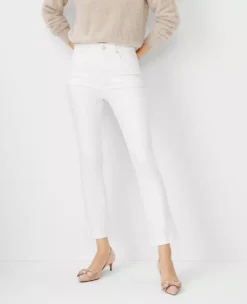 White High Rise Petite Boot Crop Jeans with Performance Stretch