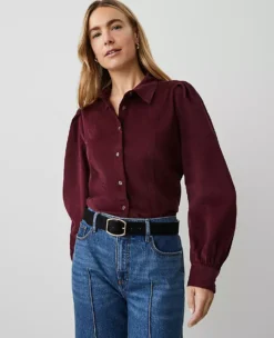 Weekend Collection Corduroy Button Down Shirt Mauve Rose