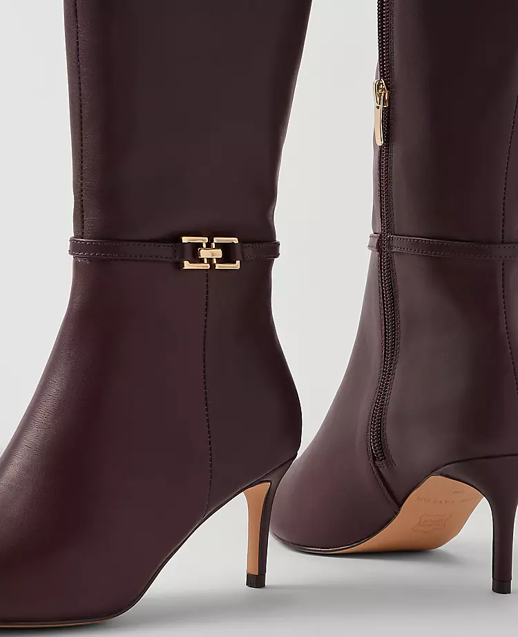 Rich Cranberry Chain Wrap Leather Boots with Padded Footbed 2 Rich Cranberry Chain Wrap Leather Boots with Padded Footbed - Image 2