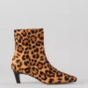 Women's Animal Print Haircalf Bootie with Skinny Heel - Brown Multi