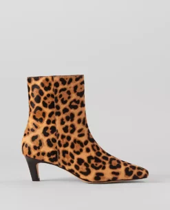 Women's Animal Print Haircalf Bootie with Skinny Heel - Brown Multi