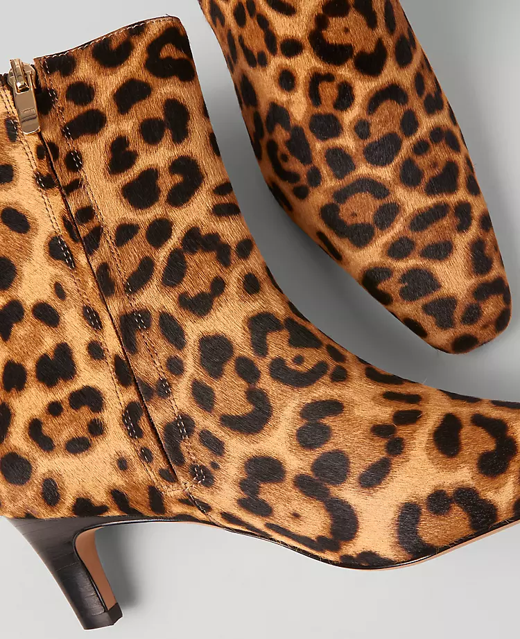 Women's Animal Print Haircalf Bootie with Skinny Heel - Brown Multi 2 Women's Animal Print Haircalf Bootie with Skinny Heel - Brown Multi - Image 2
