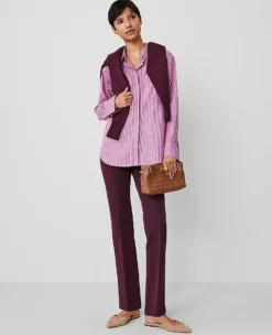 Petite Skinny Flare Pants in Plum Rose - Flattering Stretch Comfort