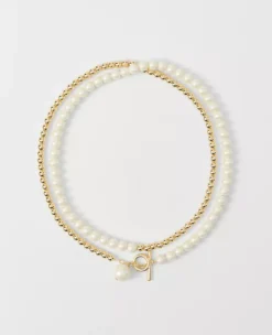 Double Wrap Ivory Pearl and Gold Layered Necklace
