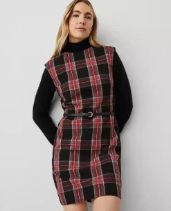 Petite Black Plaid Shift Dress with Cap Sleeves -Ann Taylor Store 830401 514243 ALT2