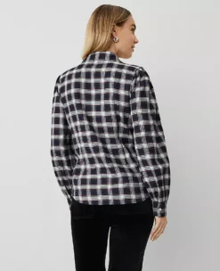 Weekend Collection Plaid Flannel Shirt Navy Multi 5 Weekend Collection Plaid Flannel Shirt Navy Multi -Ann Taylor Store 830479 8351 ALT1