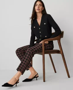 Petite High-Rise Slim Ankle Pant in Classic Black Plaid
