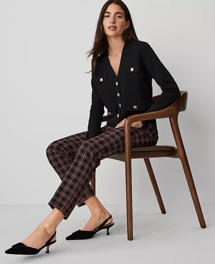Petite High-Rise Slim Ankle Pant in Classic Black Plaid 1 Petite High-Rise Slim Ankle Pant in Classic Black Plaid
