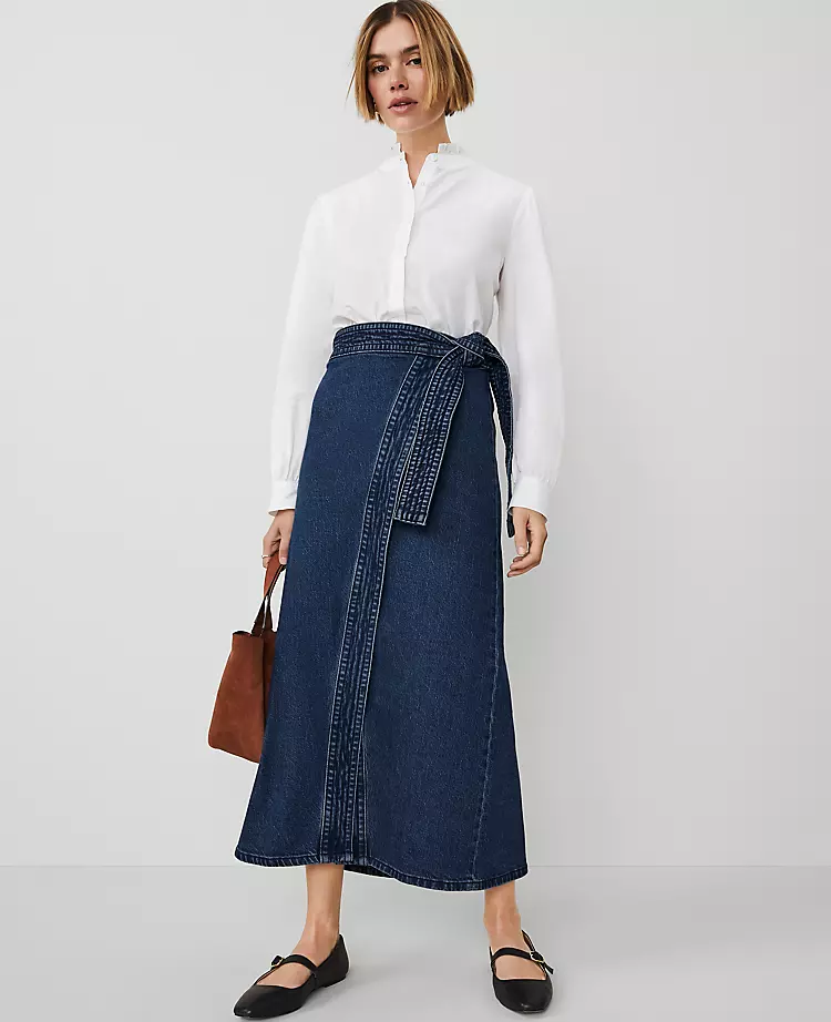 Ann Taylor Petite Weekend Collection Denim Wrap Maxi Skirt 2 Ann Taylor Petite Weekend Collection Denim Wrap Maxi Skirt - Image 2