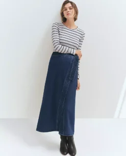 Ann Taylor Petite Weekend Collection Denim Wrap Maxi Skirt