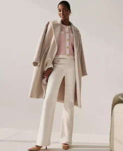 Petite High-Rise Ivory Flare Jeans with Shaping Pockets