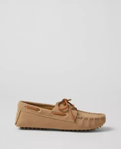 Ann Taylor Weekend Collection Suede Boat Shoes - Cappuccino Tan