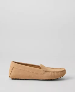 Ann Taylor Weekend Collection Suede Driving Moccasins in Cappuccino Tan