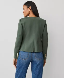 Petite Ponte Crew Neck Jacket in Dried Cilantro - Tailored Stretch Blazer 6 Petite Ponte Crew Neck Jacket in Dried Cilantro - Tailored Stretch Blazer -Ann Taylor Store 831186 3020 ALT1
