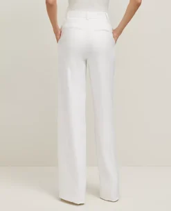 High-Waisted White Wide Leg Linen Blend Trousers 5 High-Waisted White Wide Leg Linen Blend Trousers -Ann Taylor Store 831413 9000 ALT2