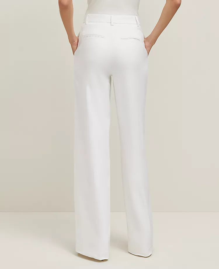 High-Waisted White Wide Leg Linen Blend Trousers 3 High-Waisted White Wide Leg Linen Blend Trousers - Image 3