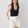 The Pleated Short In Sateen Winter White
