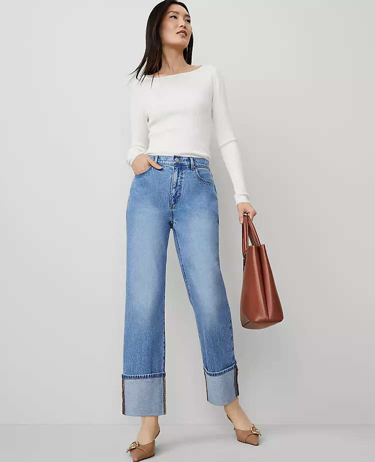 Petite Cuffed Straight Leg Jeans with Sculpting Performance Stretch 2 Petite Cuffed Straight Leg Jeans with Sculpting Performance Stretch - Image 2