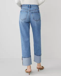 Petite Cuffed Straight Leg Jeans with Sculpting Performance Stretch 7 Petite Cuffed Straight Leg Jeans with Sculpting Performance Stretch -Ann Taylor Store 831529 3191 ALT2