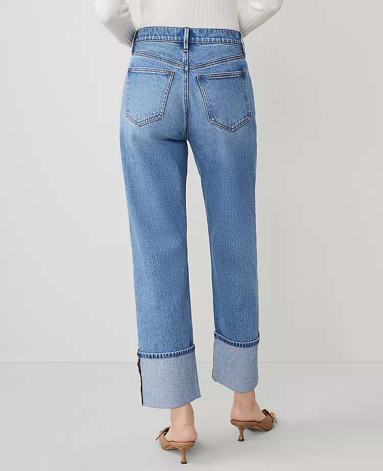 Petite Cuffed Straight Leg Jeans with Sculpting Performance Stretch 4 Petite Cuffed Straight Leg Jeans with Sculpting Performance Stretch - Image 4