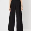 High-Rise Petite Pleated Wide-Leg Pants in Classic Black