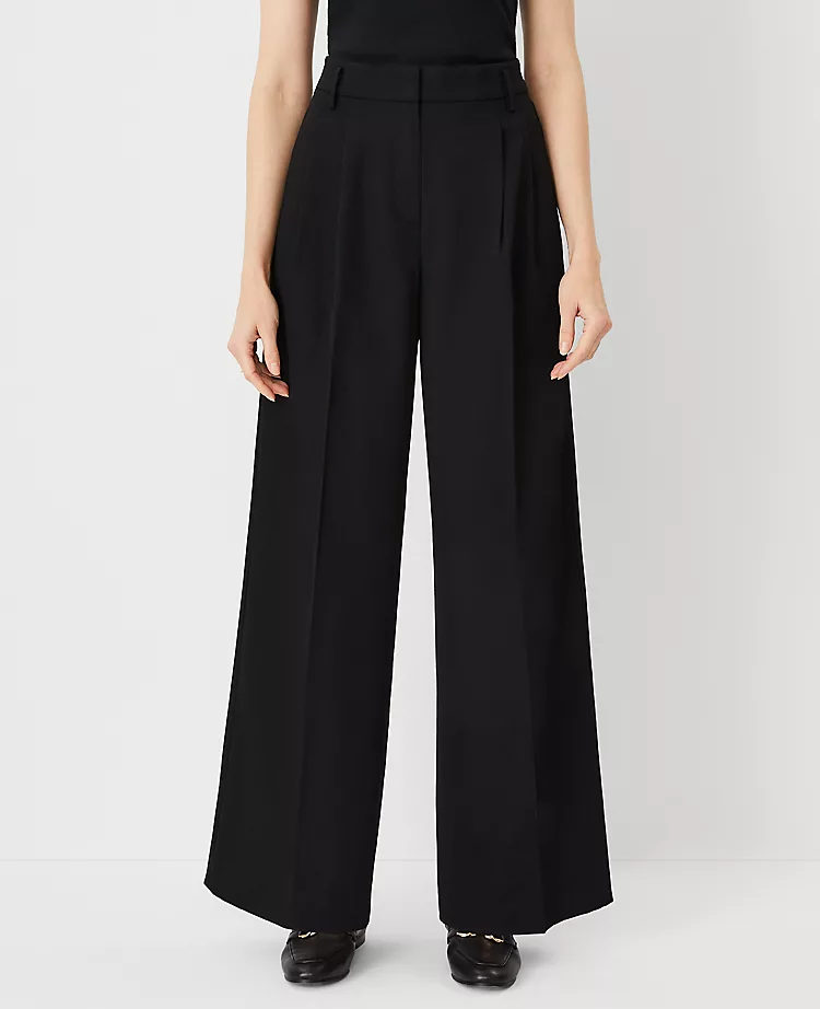 High-Rise Petite Pleated Wide-Leg Pants in Classic Black 1 High-Rise Petite Pleated Wide-Leg Pants in Classic Black